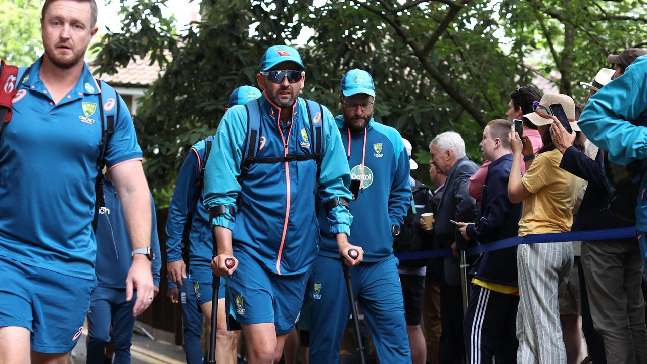 Lyon arrives at Lords on day three. Picture: Ryan Pierse/Getty Images