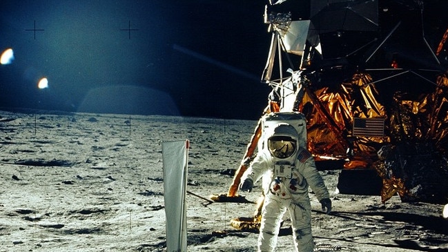 Photo taken by Neil Armstrong, shows astronaut Buzz Aldrin on the Moon's Sea of Tranquillity. Picture: AFP