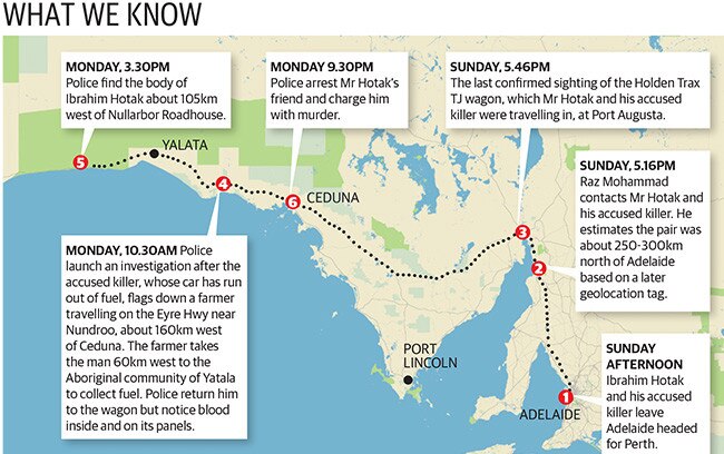 Outback murder map in the case involving victim Ibrahim Hotak.