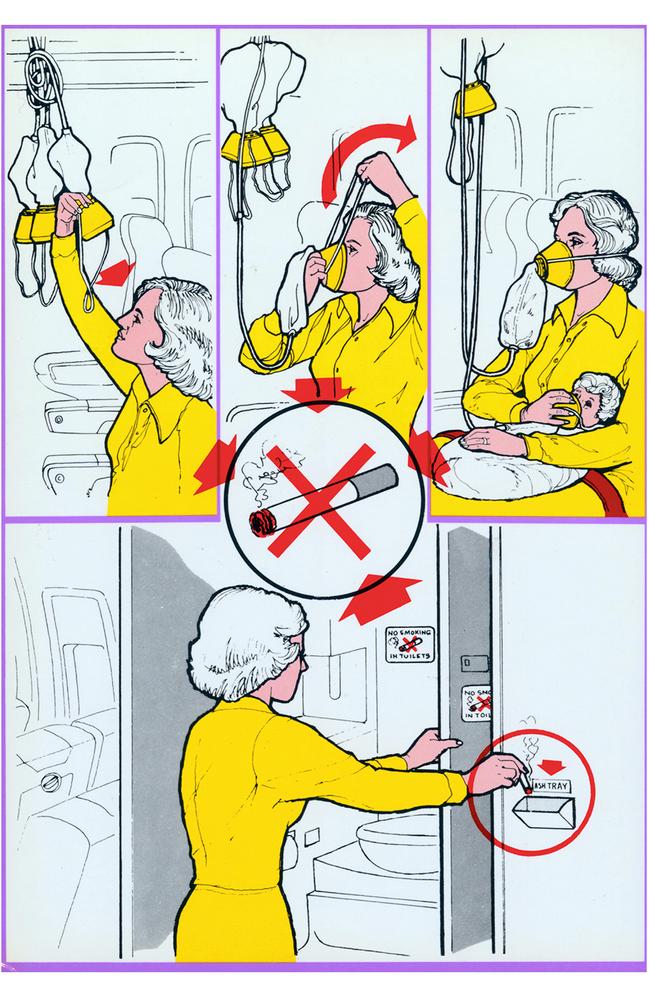 Don’t smoke and put on your oxygen mask at the same time. Picture: Qantas