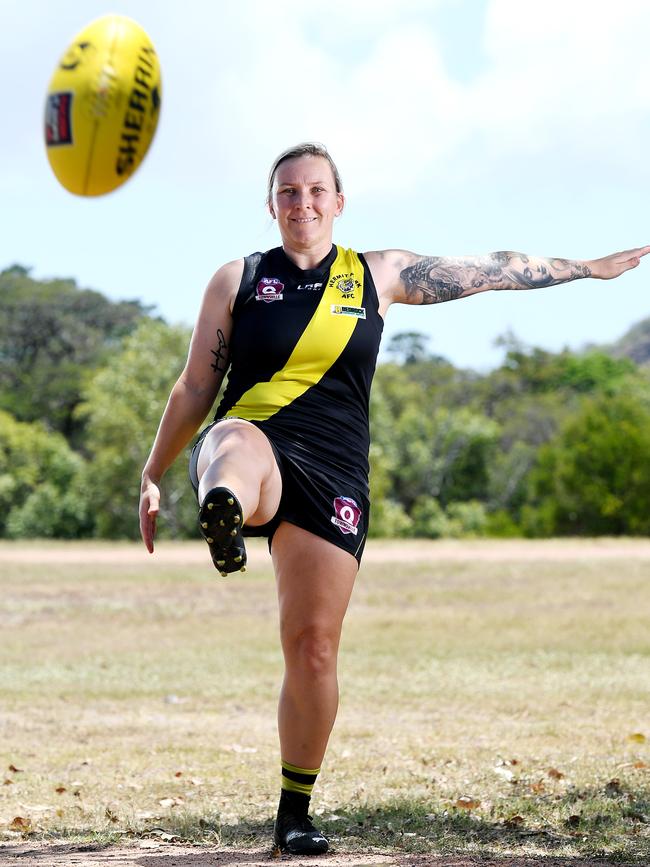 Hermit Park Tigers midfielder Hayley Cornish has returned from two years interstate to claim first place in the Townsville Bulletin's annual Top 100 footballers of 2024. Picture: Shae Beplate.