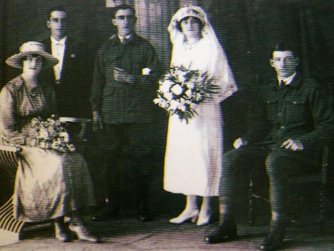 Noelene Reddie’s parents on their wedding day.