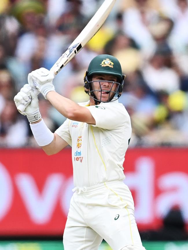 Marcus Harris batting during the 2021 Boxing Day Test.