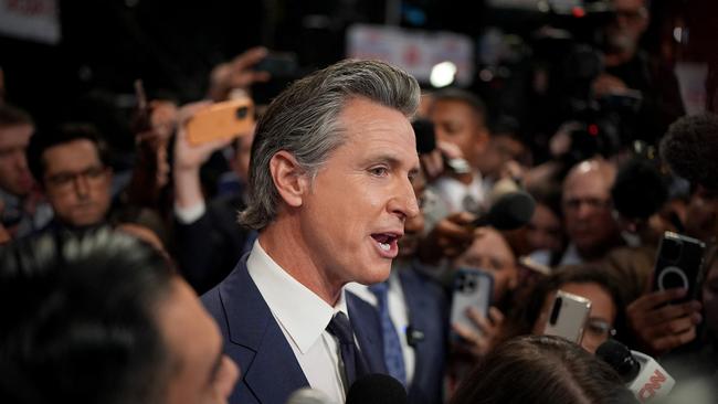 Gavin Newsom in the spin room following the debate between Joe Biden and Donald Trump in Atlanta, Georgia, on Thursday night. Picture: AFP