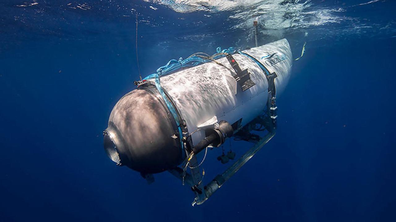 The OceanGate submersible which officials believe imploded, killing all five on board probably instantly. Picture: Handout / OceanGate Expeditions / AFP