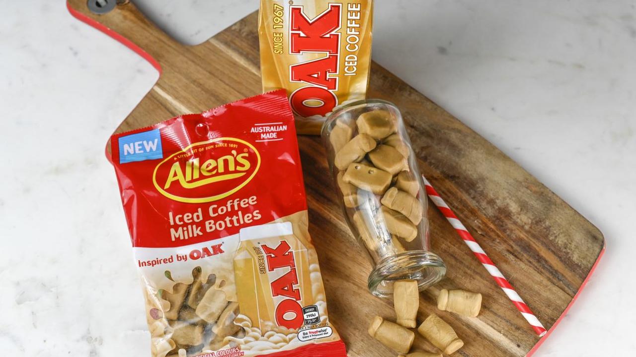 The Milk Bottles come in two OAK inspired packs — the flavours include Oak-inspired iced coffee, a chocolate and malt blend, and strawberry. Picture: Supplied