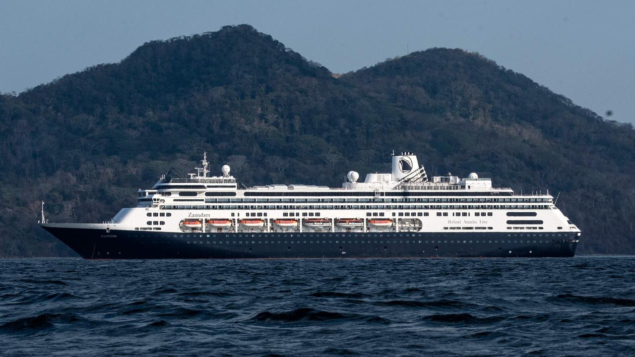 Holland America's cruise ship Zaandam entered the Panama City bay to be assisted by the Rotterdam cruise ship with supplies, personnel and COVID-19 testing devices. Picture: Luis Acosta/AFP