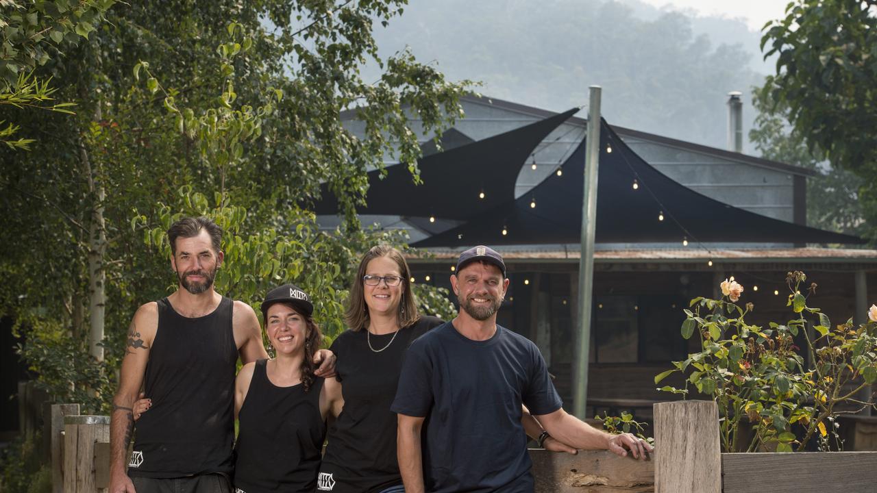 Mitta Mitta Brewing Company is run by Tim Cabelka and his wife, Jen, Chris Rowe and Alec Pennington. The craft brewery in Victoria’s North East is one of the few in Australia to also grow their own hops. Picture: Zoe Phillips