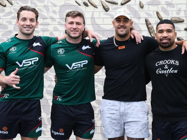SYDNEY, AUSTRALIA - APRIL 16 2023 - NRL Captain Murray Campbell, with players Jai Arrow, Keaon Koloamatangi and Cody Walker are seen arriving at the South Sydney's new Centre of Excellence in Matraville in Sydney. Picture Newscorp Daily Telegraph / Gaye Gerard