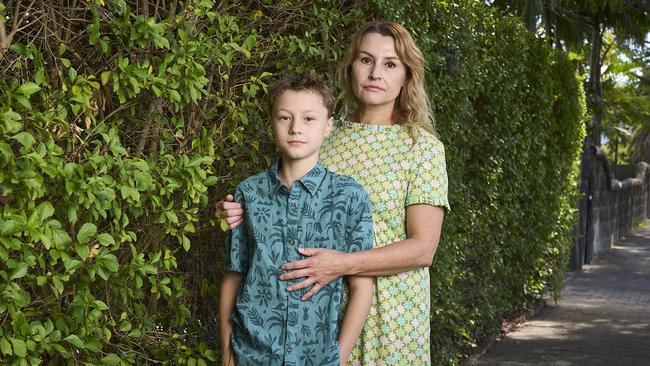 Deb White and her son Archie outside their Millswood home. Picture: Matt Loxton