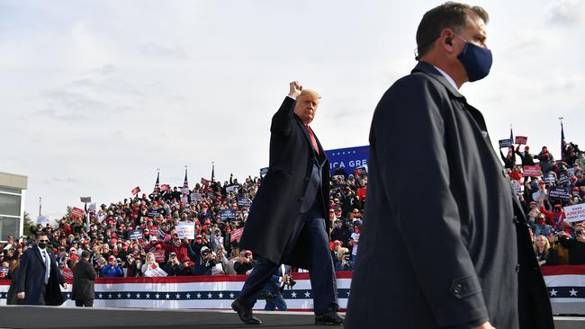 US President Donald Trump after speaking at a campaign rally at Manchester-Boston Regional Airport in Londonderry, New Hampshire late last month. Picture: AFP