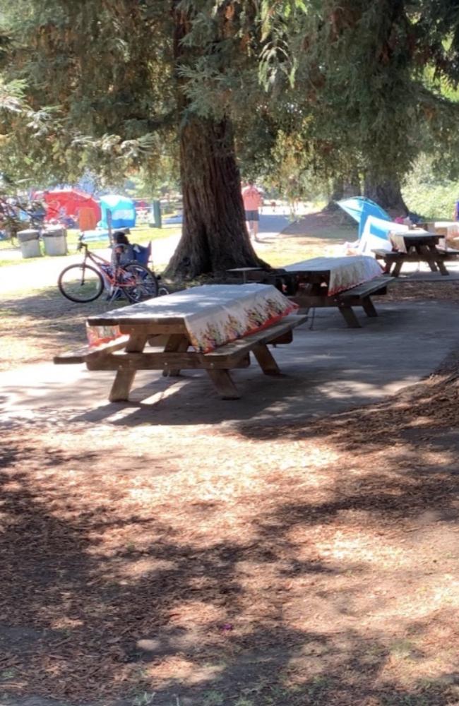 It said the tables were ‘reserved’ for a child’s party.