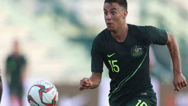 DUBAI, UNITED ARAB EMIRATES - DECEMBER 30:  Chris Ikonomidis ofAustralia in action during the International Friendly match between Australia and Oman at Maktoum Bin Rashid Al Maktoum Stadium on December 30, 2018 in Dubai, United Arab Emirates.  (Photo by Francois Nel/Getty Images)