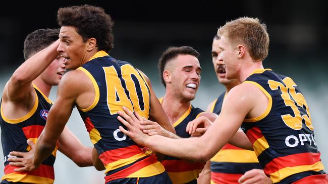 Davis kicked a goal against the Swans, who he spent time at in their academy but was ruled ineligible to be drafted by them after he did not nominate as an 18-year-old because of injury Picture: AAP Image/David Marauz