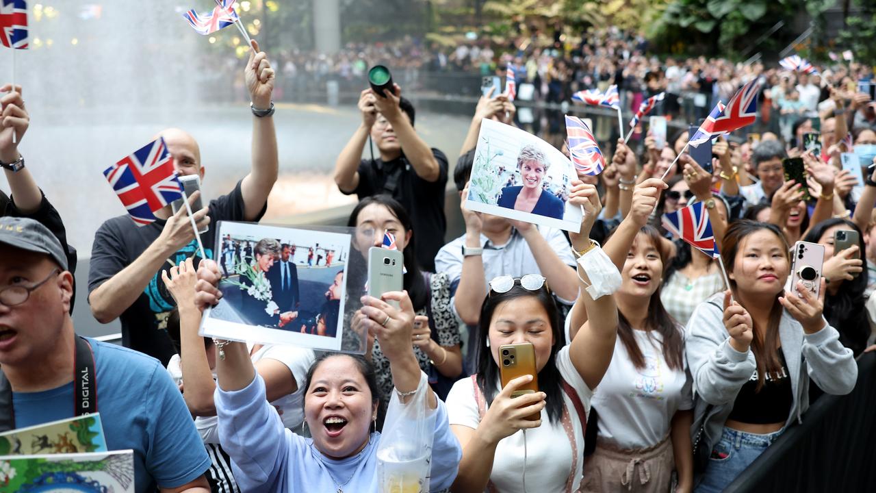 Crowds gather at the HSBC Rain Vortex as they wait for the arrival of Prince William to Singapore. Picture: Chris Jackson/Getty Images