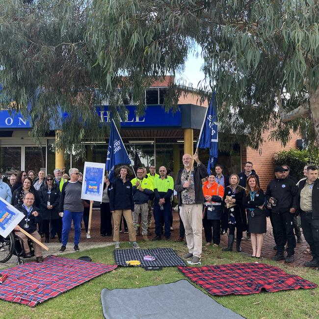 Melton City Council joined with ASU organisers to strike for better pay and conditions amid claims staff are leaving to nearby unions with better pay. Picture: Nilsson Jones