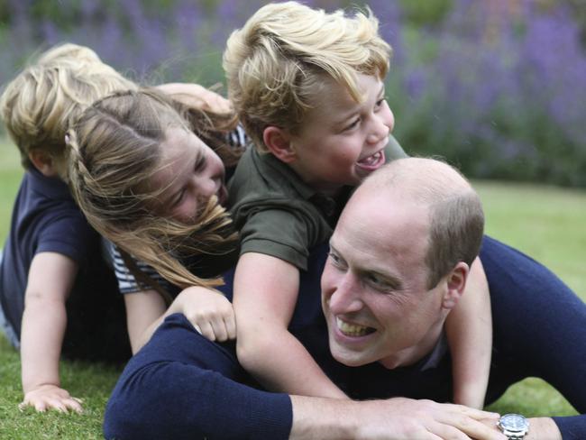 Prince William, the Duke of Cambridge with kids Prince George, Princess Charlotte and Prince Louis.