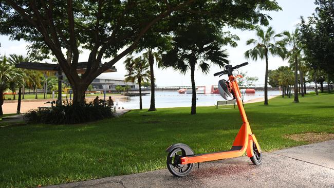 An eScooter at the Darwin Waterfront. Picture: Che Chorley