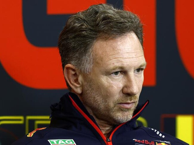 SPA, BELGIUM - JULY 28: Red Bull Racing Team Principal Christian Horner attends the Team Principals Press Conference after practice ahead of the F1 Grand Prix of Belgium at Circuit de Spa-Francorchamps on July 28, 2023 in Spa, Belgium. (Photo by Francois Nel/Getty Images)