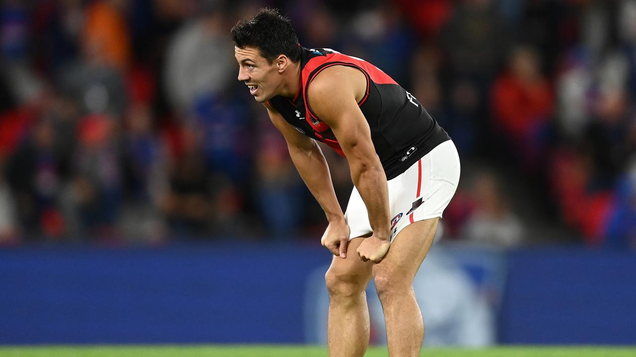 Dylan Shiel put in a monstrous shift for Essendon.. Picture: Getty