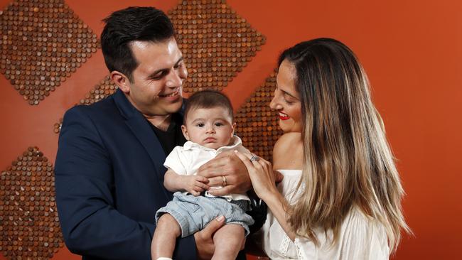 Mark Vincent with his wife Stephanie and son Matteo. Picture: Jonathan Ng