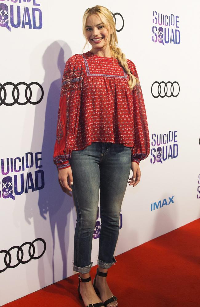 Margot Robbie poses for a photo to promote the new film “Suicide Squad” in Toronto on July 26, 2016. Picture: AP