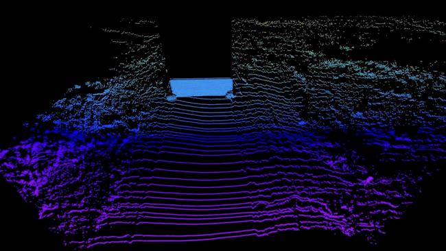 Lidar sensors had no problem spotting the wall. Picture: YouTube/Mark Rober