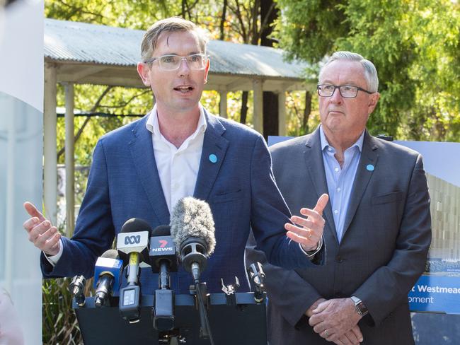 Premier Dominic Perrottet praised his health minister’s “experience and commitment”, particularly in the midst of Covid. Picture: Daily Telegraph / Monique Harmer