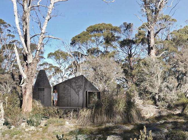 An artist’s impression of one of the huts in the proposed Lake Malbena eco-tourism standing camp. Picture: CUMULUS STUDIO