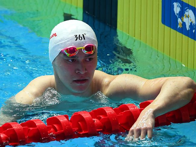 Sun Yang competes at the 2019 FINA World Championships in South Korea.