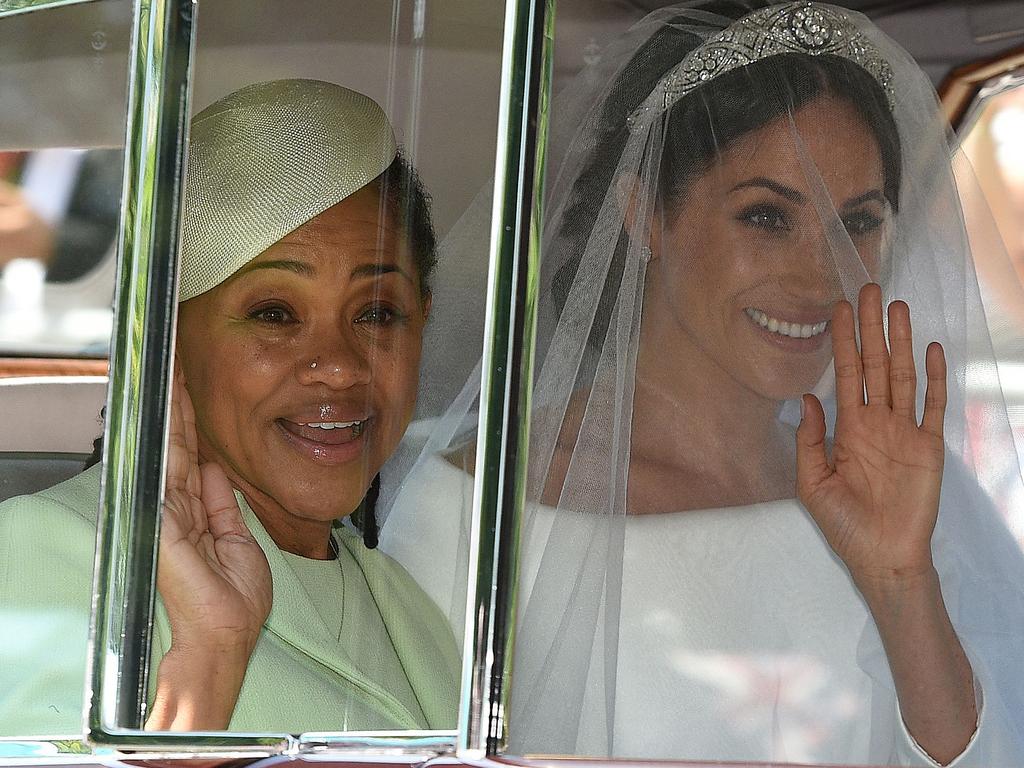 Meghan and her mum Doria Ragland on her wedding day. Picture: AFP