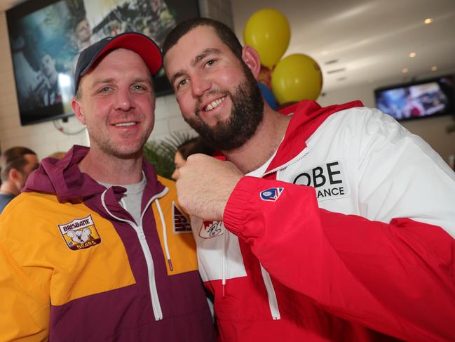 AFL grand final celebrations around Geelong . The Sporting Globe Geelong left: Brayden Fisher and Josh Nelson Picture: Mark Wilson