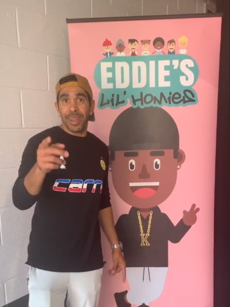 Eddie Betts setting up for his Eddie's Lil Homies stall at the Royal Adelaide Show. Picture: Eddie Betts/Instagram.