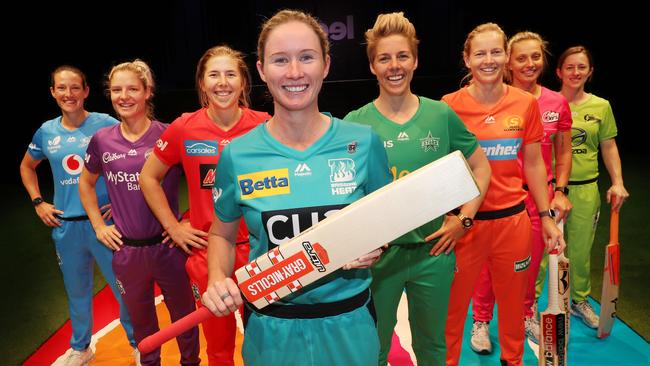 Players from each team launch the latest, stand-alone season of the WBBL. Pic Annette Dew