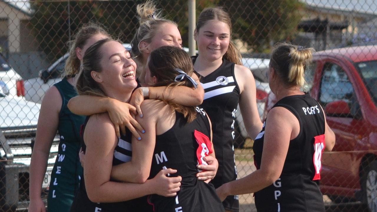 Ports celebrates its first win since 2017. Picture: Ports Football-Netball Club