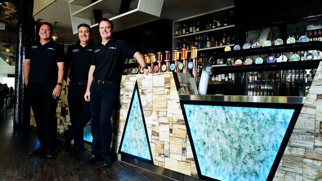 Brothers Michael Coleman, Tony Coleman and Justin Coleman at their business the Landmark Pub in 2018. Picture: Justin Kennedy