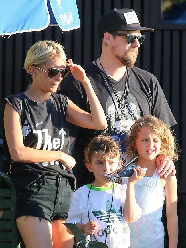 Nicole Richie and Joel Madden with their children Sparrow James Midnight and Harlow. Picture: Backgrid