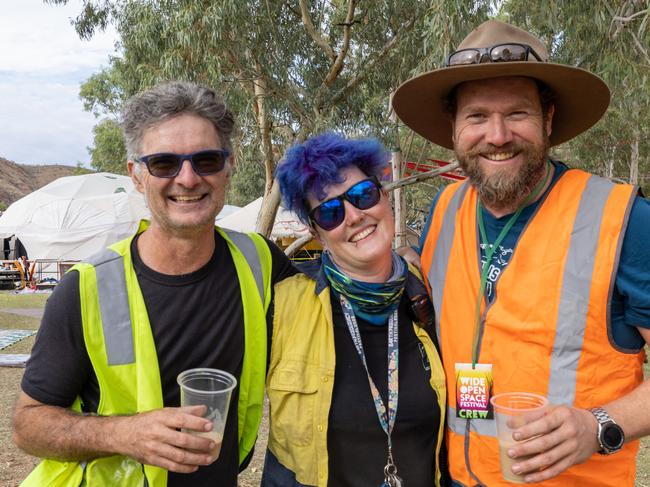 Wide Open Space directors Rodney Angelo (left), Jimmy Cocking (far right) and event manager LJ Devlin. Picture: Oliver Eclipse