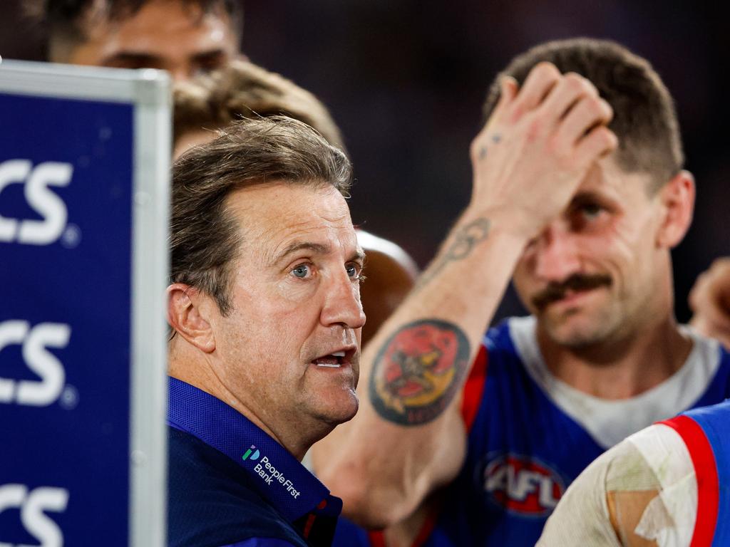 Luke Beveridge says the holding the ball rule has become a challenge for the AFL. Picture: Dylan Burns/AFL Photos via Getty Images