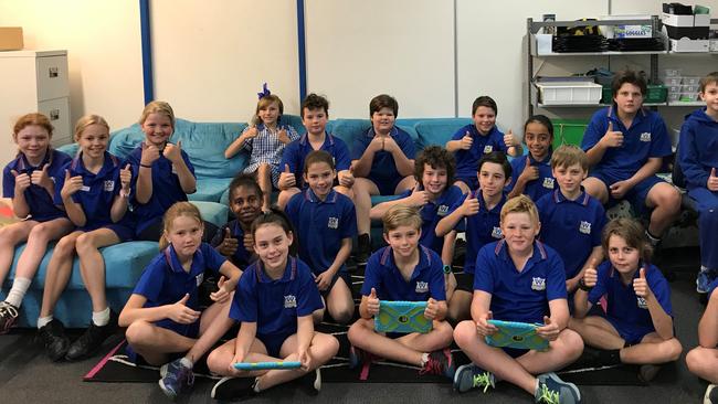 Woodford Year 5 students in 2019 after learning their school was one of the biggest improvers over the previous five years in NAPLAN.