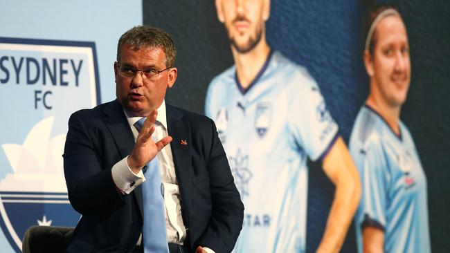 FFA chairman Chris Nikou, Chairman says the in-principle agreements would “serve to align and unite Australian football’s interests like never before”. Picture: Jason McCawley/Getty