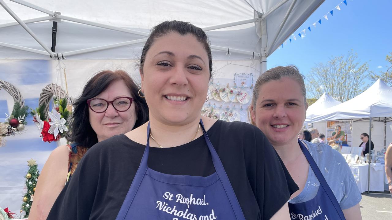 Mary Granopoulos, Eleni Tsounias and Anastasia Athoussakis at the Let's Go Greek Festival in the grounds of St Ioannis Greek Orthodox Church at Parramatta.