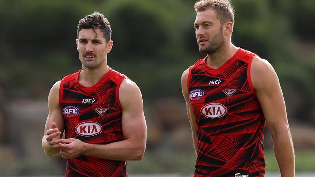 David Myers and Tom Bellchambers at training. Picture: Michael Klein