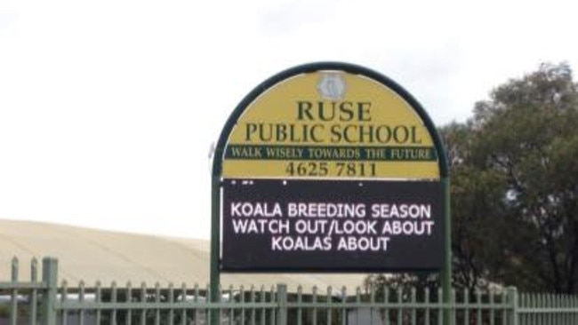 A sign put up at Ruse Public School aims to increase community awareness. Picture: Help Save the Wildlife and Bushlands in Campbelltown