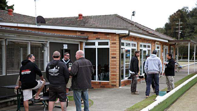 A group of regulars attending North Manly Bowls club's last day of service. Picture: Adam Yip / Manly Daily