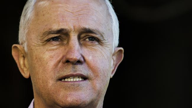 Prime Minister of Australia and Leader of the Liberal Party, Malcolm Turnbull talks at a press conference outside State Parliament in Sydney. Picture: Jenny Evans