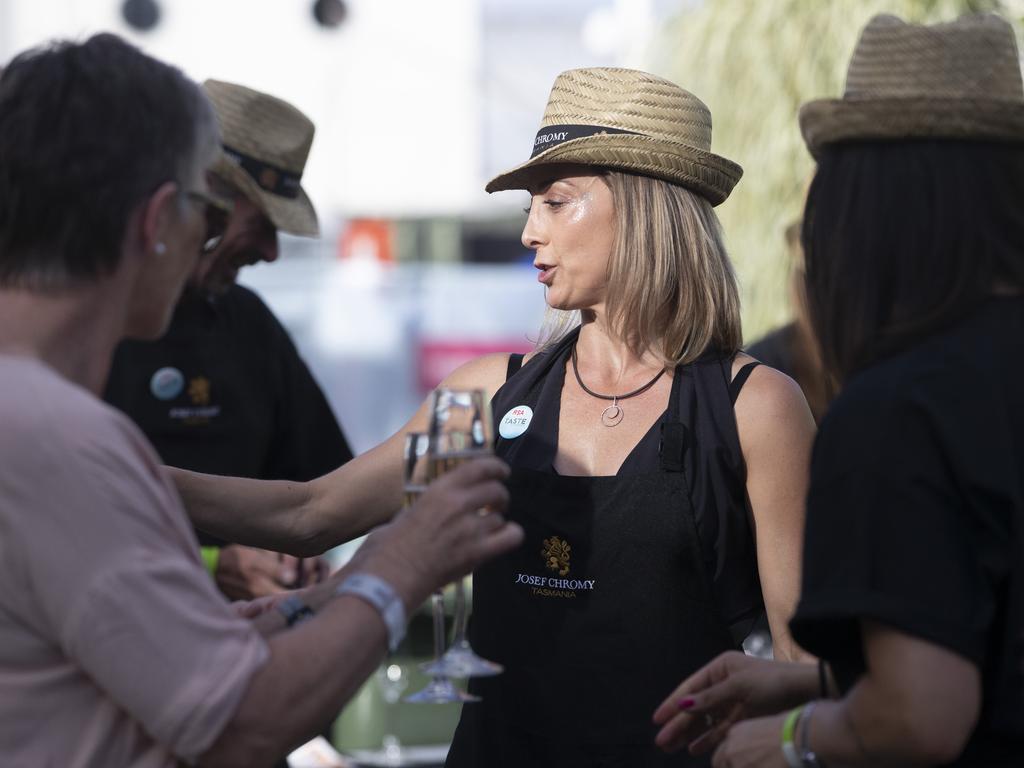 Bubbles on arrival for patrons enjoying the NYE party at the 2019 Taste of Tasmania. Picture: LUKE BOWDEN