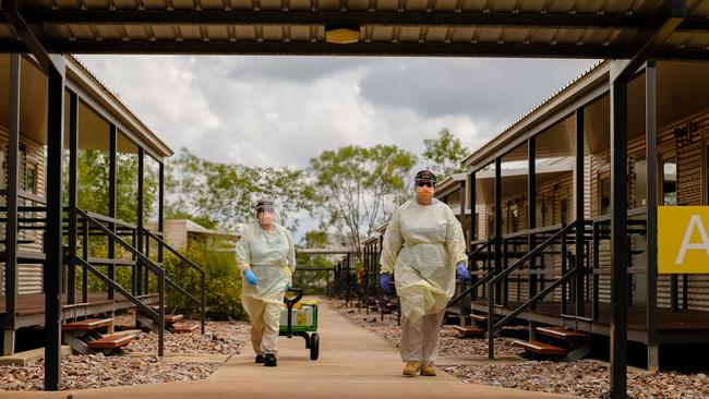 Staff at the Howard Springs Quarantine Facility. Picture: GLENN CAMPBELL via NCA NewsWire