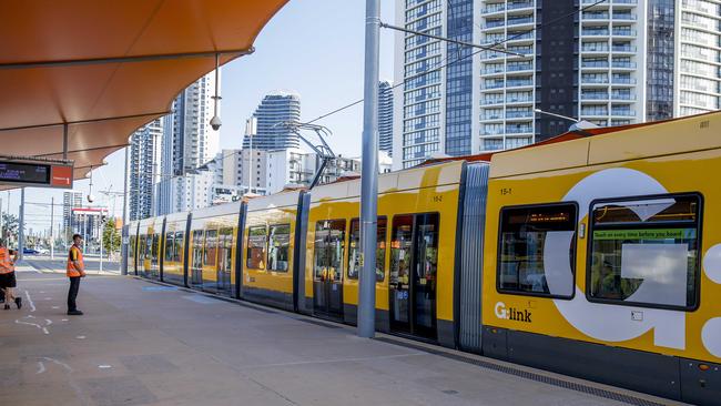 Light rail at Broadbeach. Picture: Jerad Williams