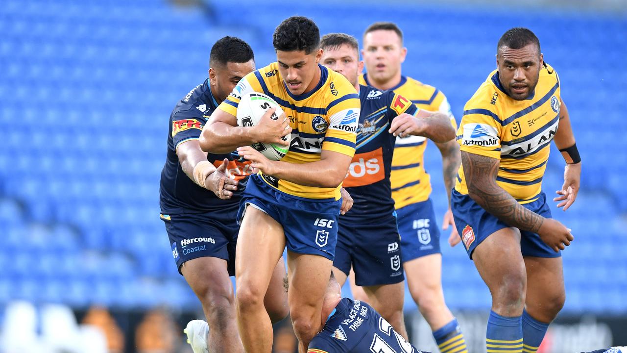 Dylan Brown scored two tries in the Eels big win.